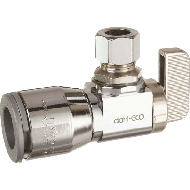 dahl 1/2 In. QUICK-GRIP x 3/8 In. OD Comp Angle Plated Supply Stop 611-QG3-31