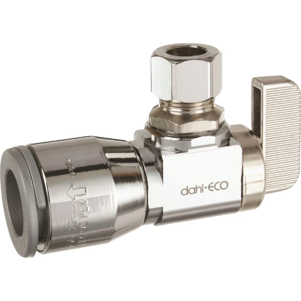 dahl 1/2 In. QUICK-GRIP x 3/8 In. OD Comp Angle Plated Supply Stop 611-QG3-31