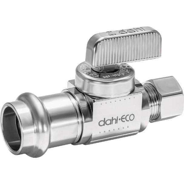 dahl 1/2 In. Female Press x 3/8 In. OD Comp Straight Plated Supply Stop