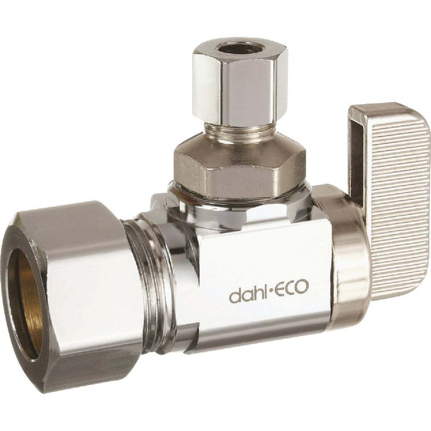 dahl 5/8 In. OD Comp (1/2 In. Nom.) x 1/4 In. OD Comp Angle Plated Supply Stop