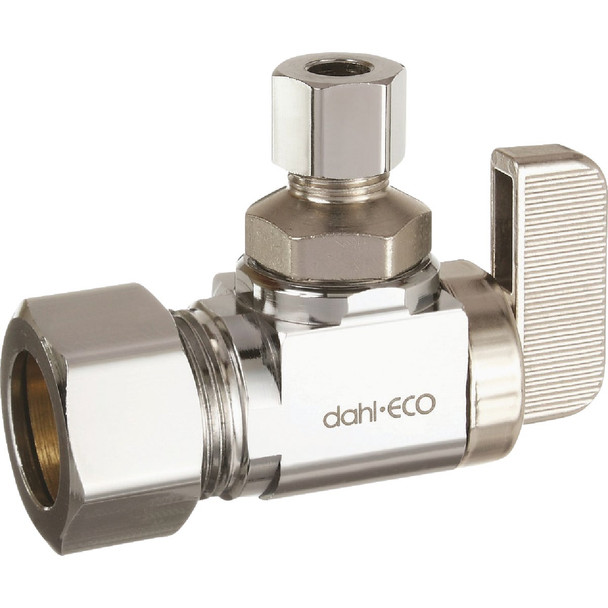 dahl 5/8 In. OD Comp (1/2 In. Nom.) x 1/4 In. OD Comp Angle Plated Supply Stop
