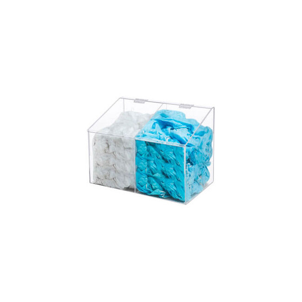 Global Industrial Acrylic PPE Dispenser 2 Compartments Clear