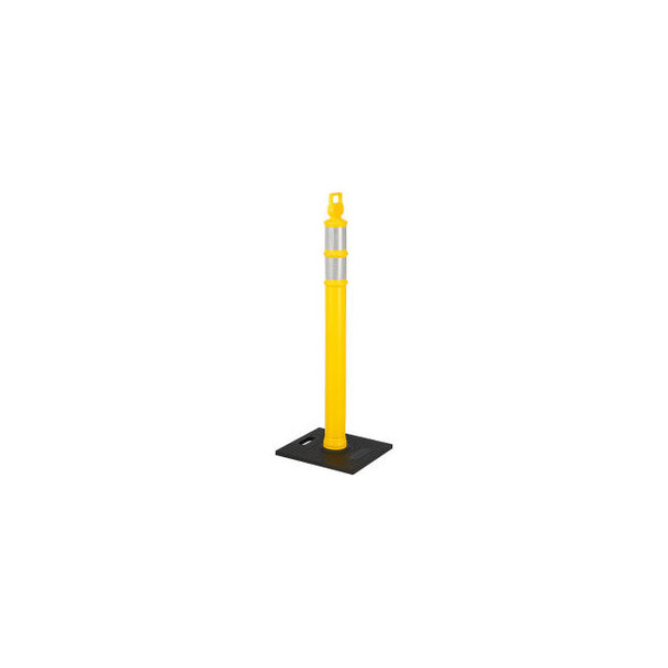 Global Industrial Reflective Delineator Post with Square Base 49""H Yellow