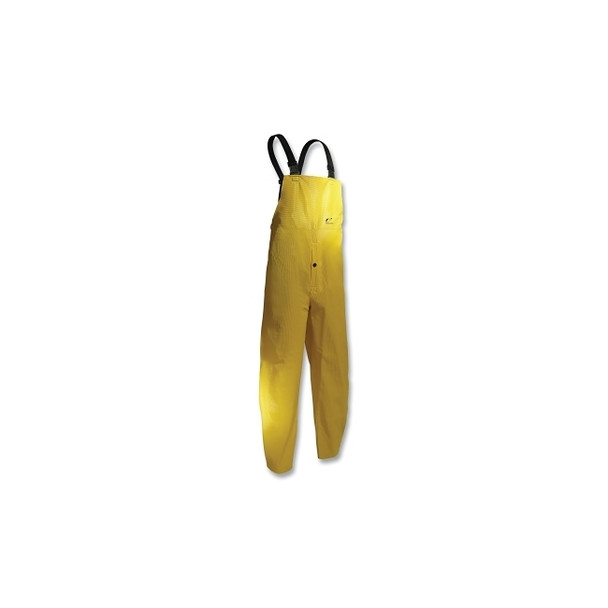 Webtex Rain Bib Overalls, 0.65 mm Thick, Heavy-Duty Ribbed PVC, Yellow, Large, Snap Fly Front