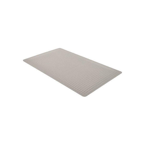 Antifatigue Mat, 12 ft L x 3 ft W, 9/16 in Thickness, Vinyl, Diamond Plate, Gray