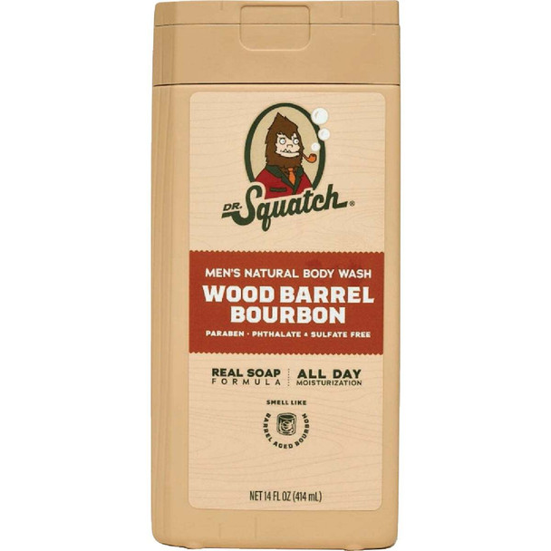 Dr. Squatch 14 Oz. Wood Barrel Bourbon Scent Body Wash RTLBWNLWBB-4-3