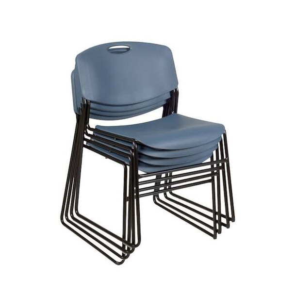 Regency Zeng Ultra Compact Metal Frame Armless Stackable Chair - Blue, PK4