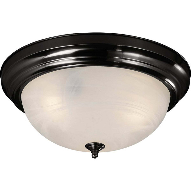Canarm 15 In. 3-Light Black Alabaster Glass Flush Mount Ceiling Light Fixture
