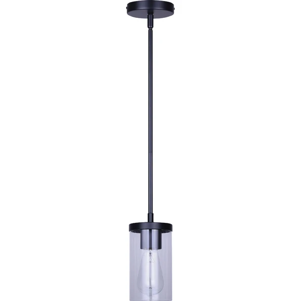 Canarm Britton Black Pendant Light Fixture, Clear Glass IPL1234A01BK
