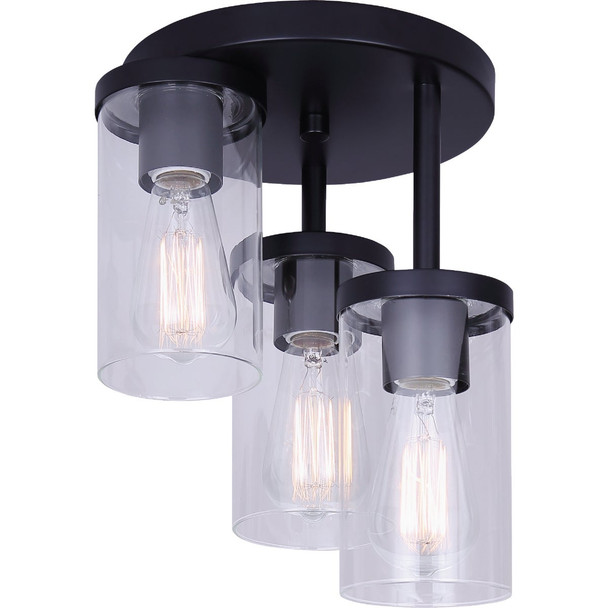 Canarm Britton 3-Light Black Semi-Flush Mount Ceiling Light Fixture ISF1234A03BK