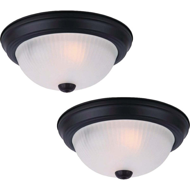 Canarm 11 In. Black Flush Mount Fixture with Frosted Glass (2-Pack) IFM211TMBK-F