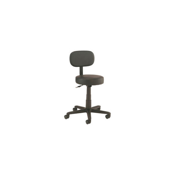 Interion Shop Stool with Backrest - Vinyl - Black