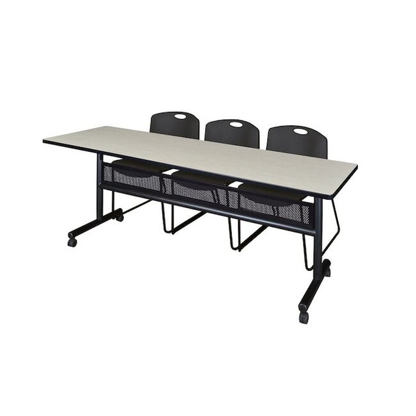 Kobe Rectangle FlipTop Table, 84" W, 29" H, Laminate Top, Maple MKFTM8424PL44BK