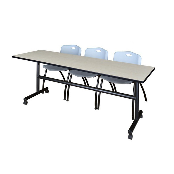 Kobe Rectangle FlipTop Table, 84" W, 29" H, Laminate Top, Maple MKFT8424PL47GY