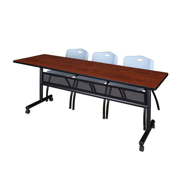 Kobe Rectangle FlipTop Table, 84" W, 29" H, Laminate Top, Cherry MKFTM8424CH47GY
