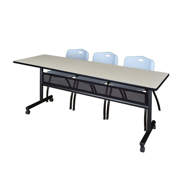 Kobe Rectangle FlipTop Table, 84" W, 29" H, Laminate Top, Maple MKFTM8424PL47GY