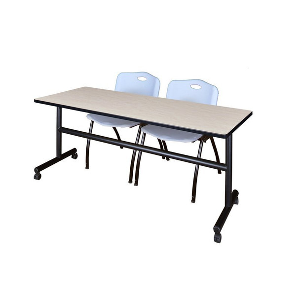 Kobe Rectangle FlipTop Table, 72" W, 29" H, Laminate Top, Maple MKFT7230PL47GY