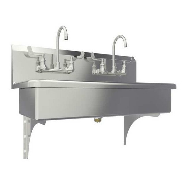 Sani-Lav Wall Mount, 4 Hole, Dual Manual Handle, Silver, Wash Station 54WFL