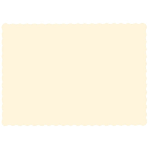 Hoffmaster 10" x 14" Scalloped Ecru Paper Placemats,PK1000 310522