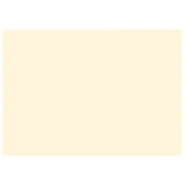 Hoffmaster 10" x 14" Scalloped Ecru Paper Placemats,PK1000 310522