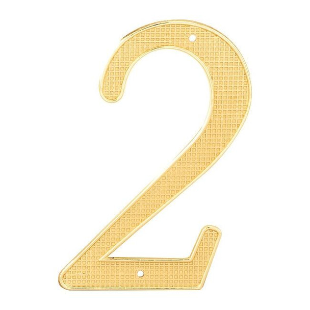 Primeline Tools 4 in. House Number 2, Diecast, Brass Finish, PK2 MP4282