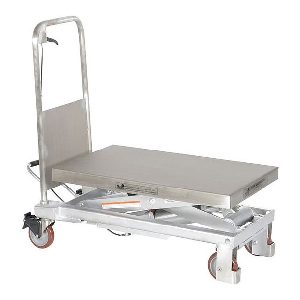 Scissor Lift Cart, SS, 1000 lb. Cap, 19-3/4"W, 32-1/2"L