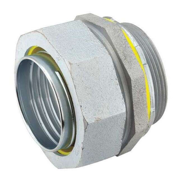 Conduit Fitting Connector, 4 in, Liquid-Tight, Steel, Electro Zinc Plated, Gray