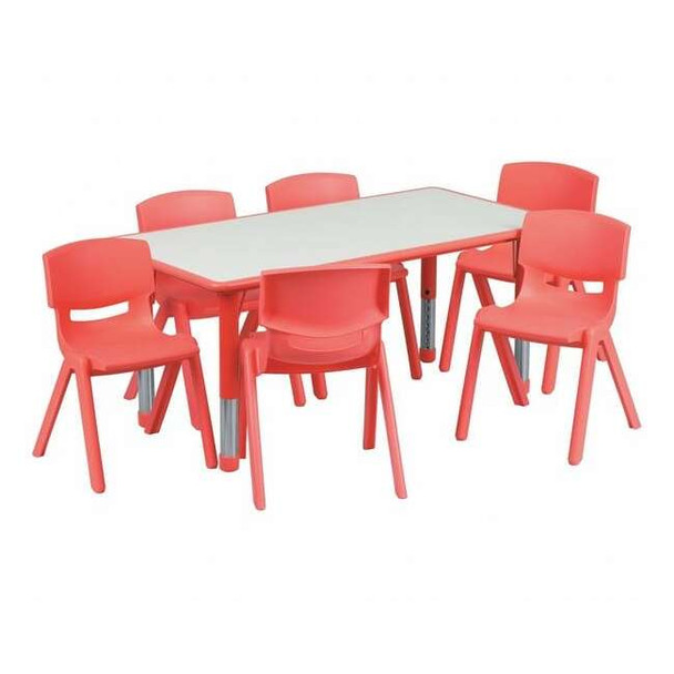 Rectangle Table Set, Plastic, Steel, Grey