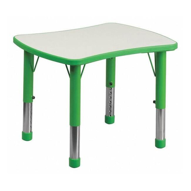 Rectangle Preschool Table,Green,21-7/8"x26-5/8", Plastic, Steel, Green