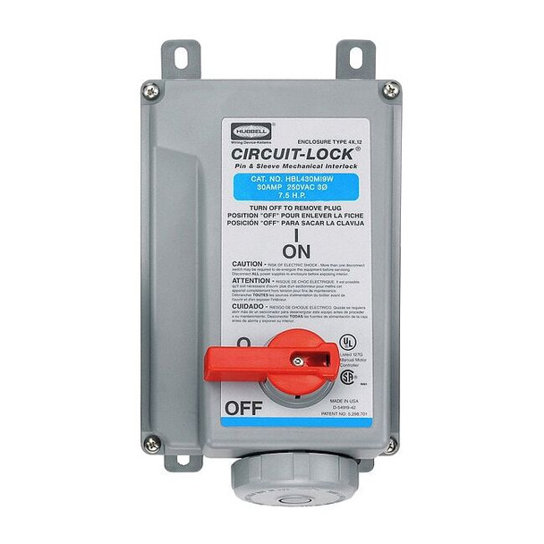 Hubbell Wiring Device-Kellems Receptacle,Interlock HBL430MI9W