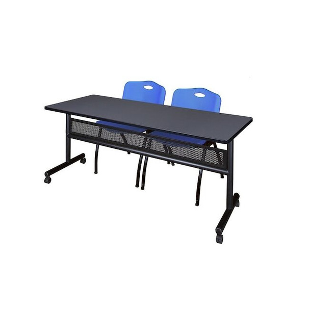 Kobe Rectangle FlipTop Table, 72" W, 29" H, Laminate Top, Gray MKFTM7224GY47BE