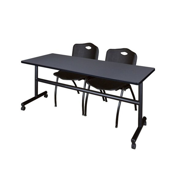 Kobe FlipTop Trng Table,2 M Chairs,Kobe,72" MKFT7224GY47BK