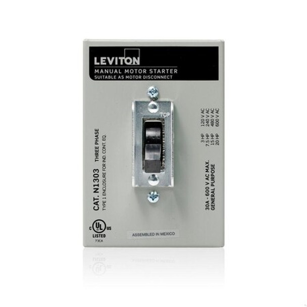 Leviton Manual Motor Controller,600V AC N1303-DS