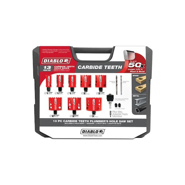 Diablo Hole Saw Set,13pcs,Sizes:1.125"-3 5/8" DHS13SPLCT
