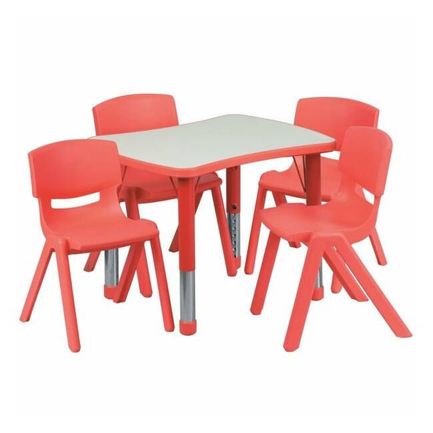 Rectangle Table Set, Plastic, Steel, Grey