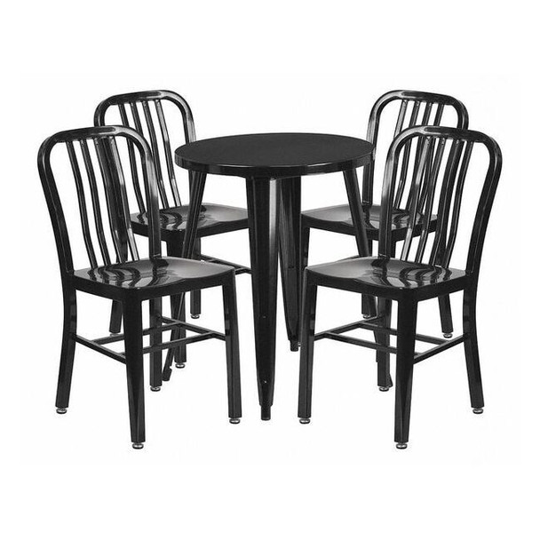 Flash Furniture Round 24" W, 24" L, 29" H, Metal, Black CH-51080TH-4-18VRT-BK-GG
