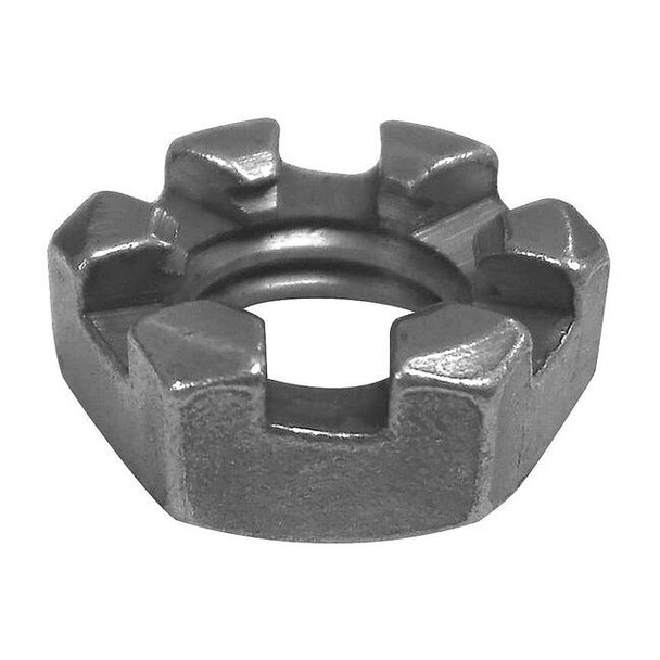 1"-14 Grade 5 Plain Finish Steel Round Slotted Castle Nut, 5 pk.