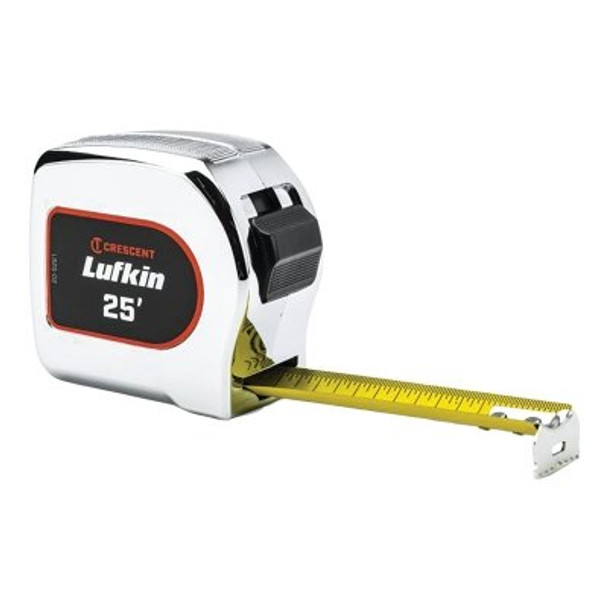 LFK Chrome Power Tape, 25 ft x 1-1/8 in W, SAE, A29, Yellow Blade, Chrome Case LFK Chrome Power Tape, 25 ft x 1-1/8 in W, SAE, A29, Yellow Blade, Chrome Case