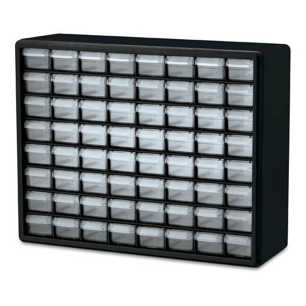 Akro-Mils® Plastic Storage Cabinet, 64 Drawer (Small), Black, 1/Each