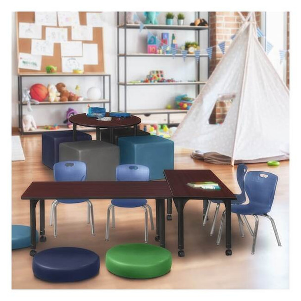 Kee 42 x 24 in. Height Adjustable Mobile Classroom Activity Table- Mahogany