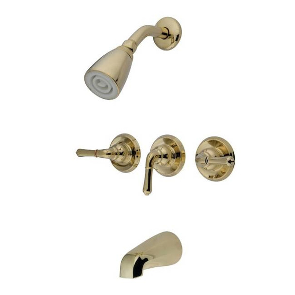 Kingston Brass Tub and Shower Faucet, Polished Brass, Wall Mount KB232