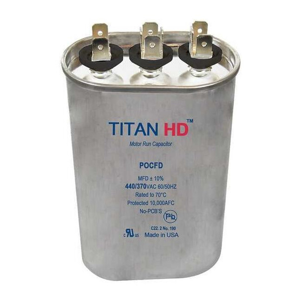 Titan Hd Motor Dual Run Cap,25/5 MFD,440V,Oval POCFD255A