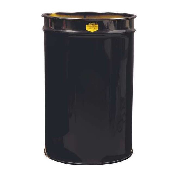 Justrite Open Head Waste Receptacle Drum, Steel, 55 gal, Unlined, Black 26054K