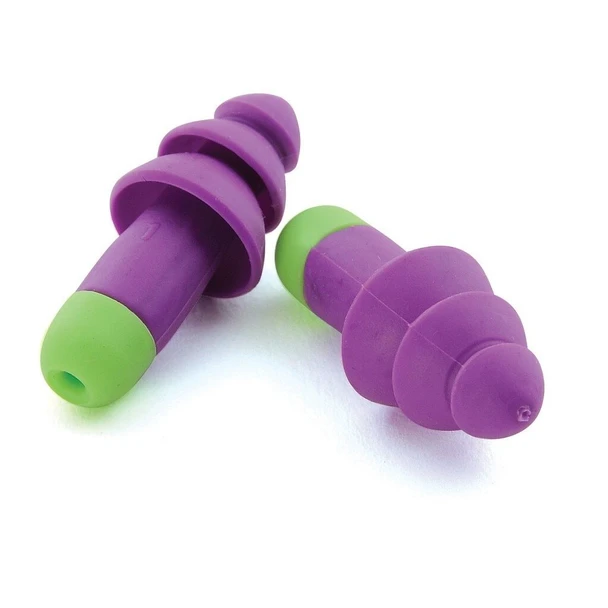 6400 Moldex Rockets Earplug, One Size, Reusable, Flanged, Uncorded, Purple/Bright Green Plug, 27 dB