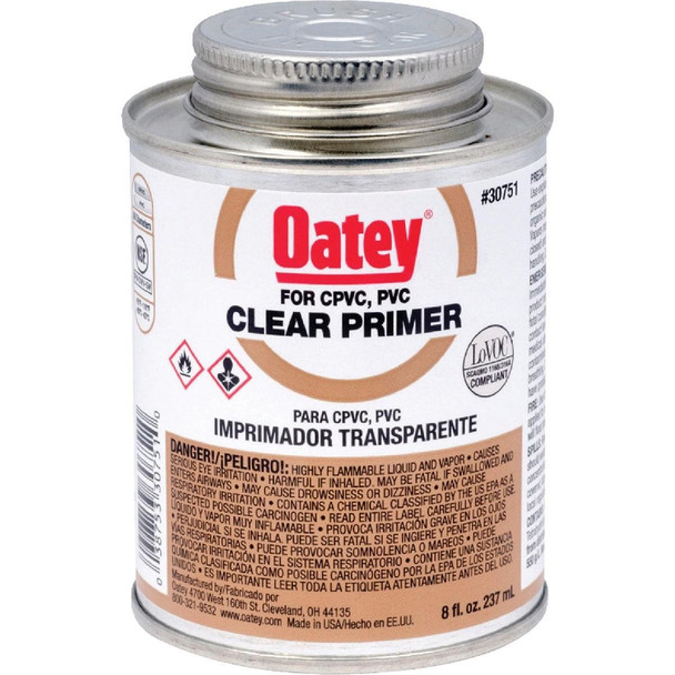 30751 Oatey PVC Pipe Primer,8 oz,Clear PVC primer-NSF listed