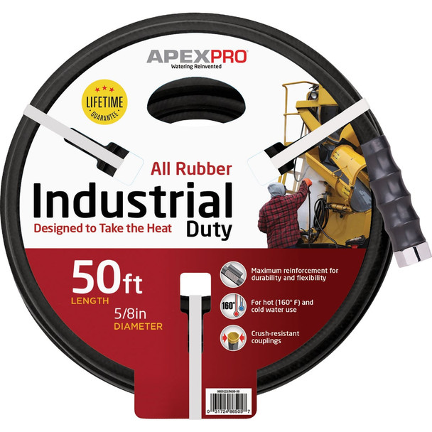 Apex PRO 5/8 In. Dia. x 50 Ft. Black Rubber Hot Water Garden Hose 8650-50