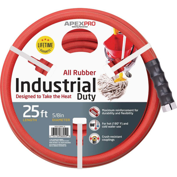 Apex PRO 5/8 In. Dia. x 25 Ft. Red Rubber Hot Water Garden Hose 8695-25