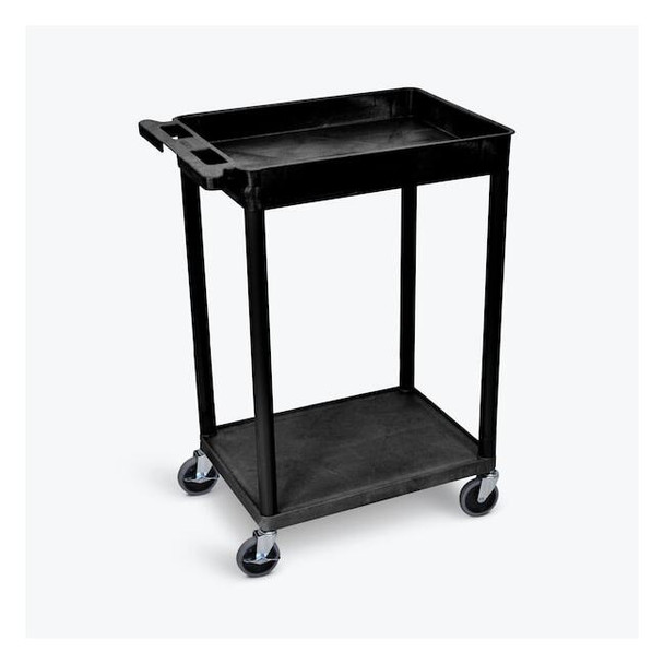 Luxor Top Tub and Bottom Flat Shelf Cart - Black STC12-B