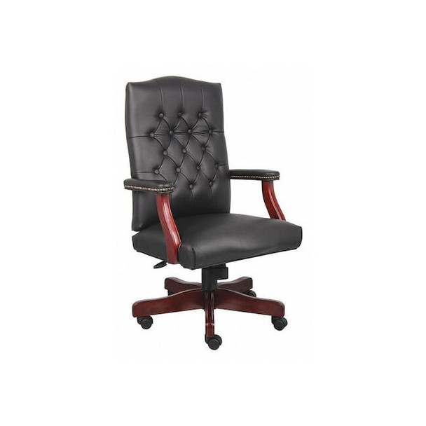 Boss Executive Chair,Wood Base,Overall 47" H B905-BK