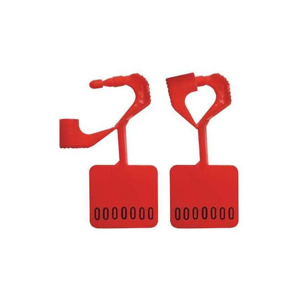 Padlock Stamped Seals 1-15/16" x 1/8", Red, Pk250